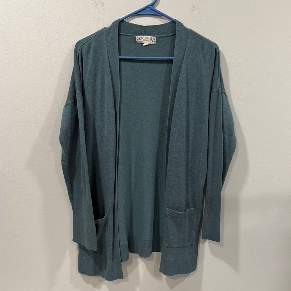 Pink Republic Teal Open Front Cardigan Knit Size XL EUC